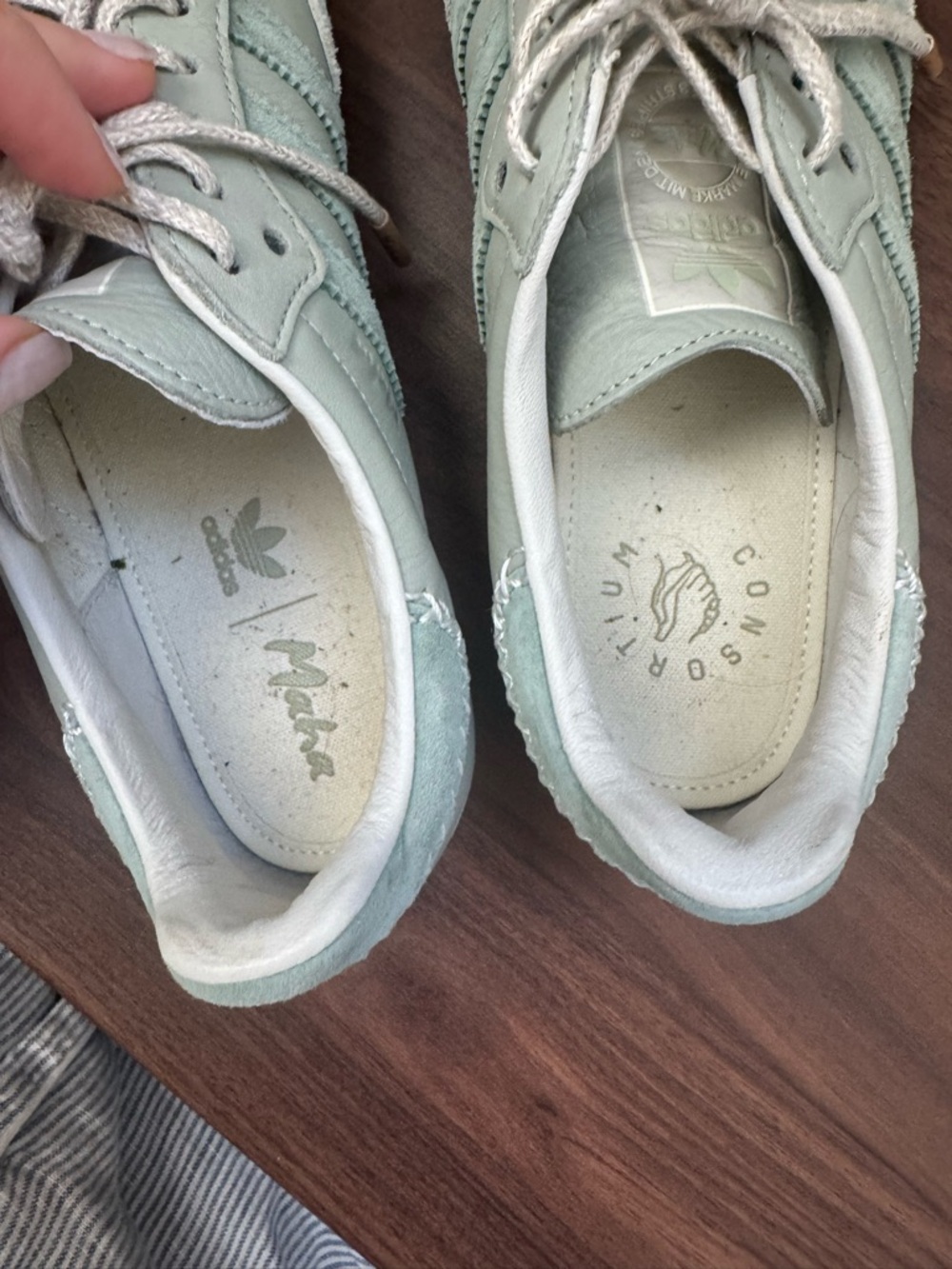 Adidas Samba Maha Light Mint Green Suede & Leather Sneakers men’s 8.5 - Picture 5 of 6